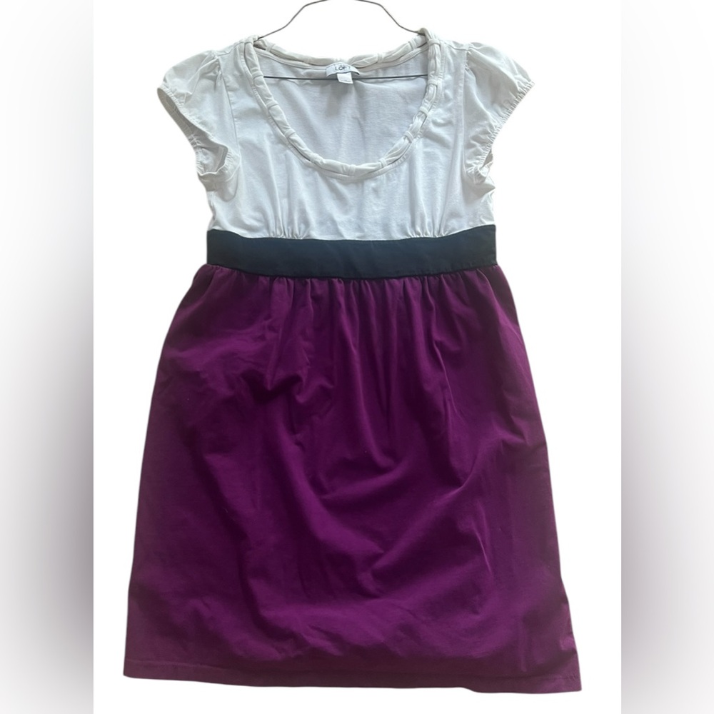 Ann Taylor Color Block White /Black / Purple Shift Tunic Dress SzM Business